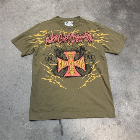 West Coast Choppers olive green graphic tee w/ bold... | Depop