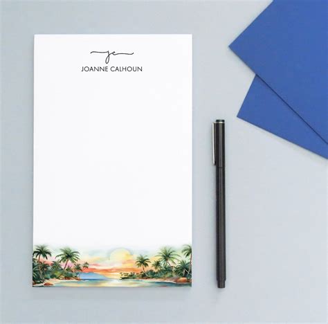 Personalized Monogrammed Stationary Note Pads With Name, Tropical Beach ...