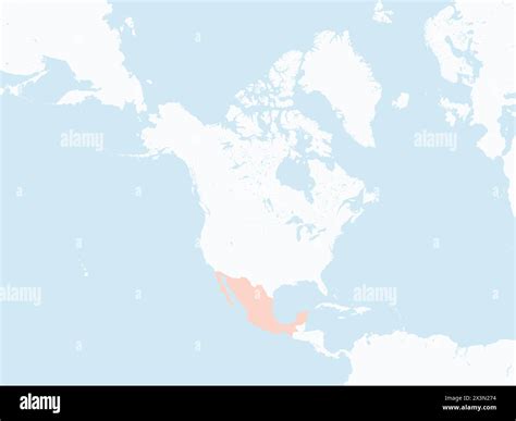 Pink map of MEXICO inside white map of the North American continent ...