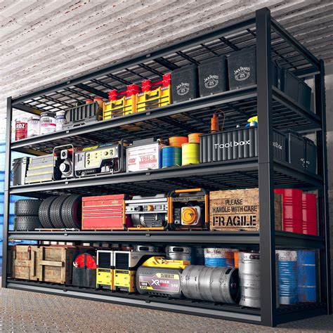 "REIBII 60"" W Heavy Duty Garage Shelving, 3000LBS, Adjustable 5 Tier ...
