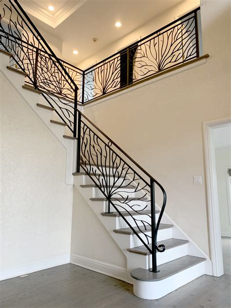Art deco wrought iron railings painted satin black in Kenosha ...