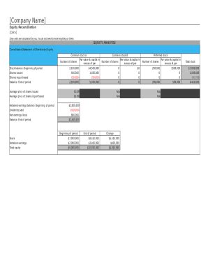 1 Shareholder Equity Report Template Form | pdfFiller