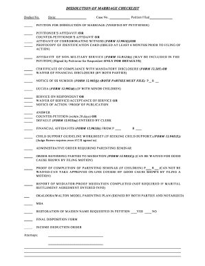 Fillable Online firstjudicialcircuit DISSOLUTION OF MARRIAGE CHECKLIST ...