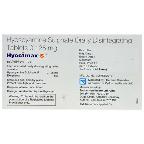Hyocimax S Tablet | Uses, Side Effects, Price | Apollo Pharmacy