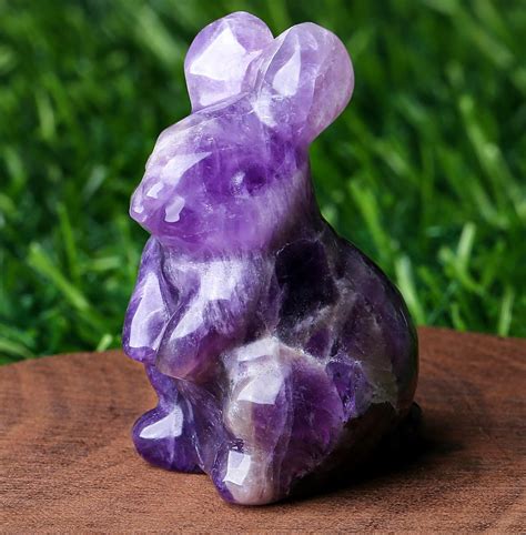 Amazon.com: DUQGUHO Amethyst Bunny Decor Crystals Rabbit Statue Pocket Polished Natural Gemstone ...