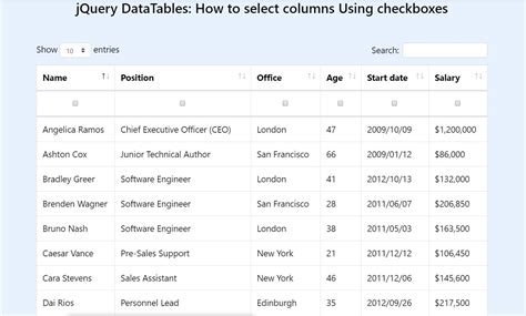 Image result for Continuous DataTable Examples
