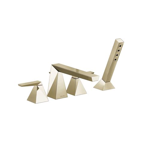 TRILLIAN T4743-PN-PR Two-Handle Deck Mount Tub Filler with Handshower ...