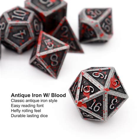 Buy Haxtec Bloodstained Metal DND Dice Set D&D D D Dice With Leather ...