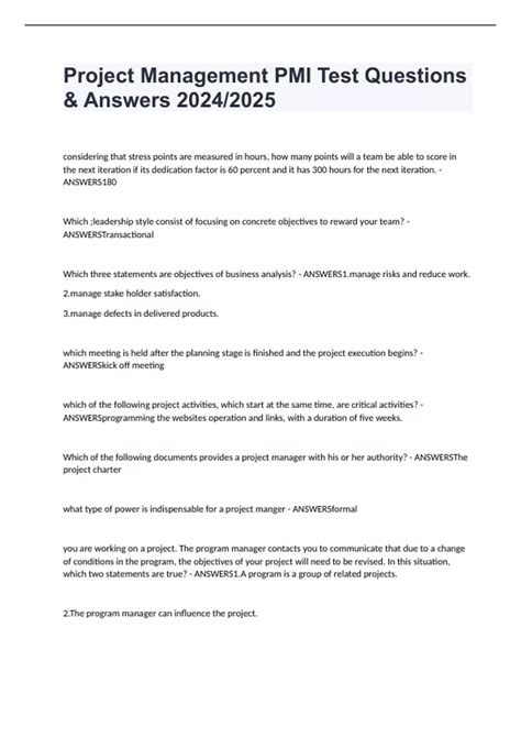 Project Management Test Questions and Answers 的图像结果