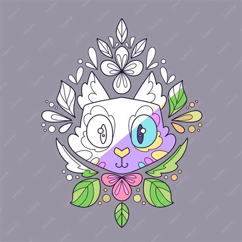 Chat mignon à colorier | Vecteur Premium