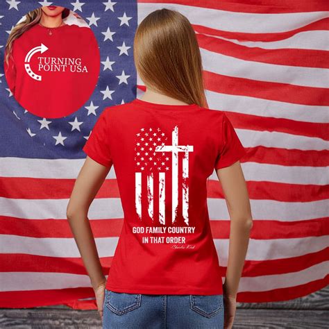 Turning Point USA Charlie Kirk Patriotic Red T-Shirt - Charlie Kirk Flag