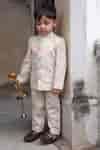 Buy Cream Velvet Embroidery, Studs Deer Jodhpuri Set For Boys by Funny ...
