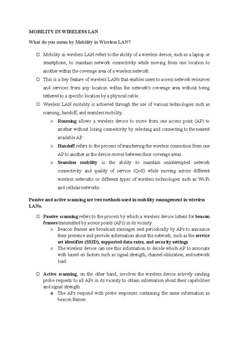 4. Mobility IN Wireless LAN.docx - MOBILITY IN WIRELESS LAN What do you ...