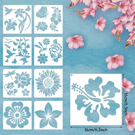 Buy 16 Pieces Flower Stencil Bee Stencil Butterfly Painting Stencil ...