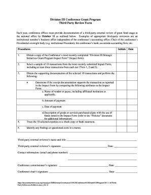 Fillable Online ncaa Division III Conference Grant Program Third Party ...