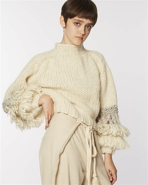 Maiami Fringed Balloon Sleeves Sweater | Garmentory