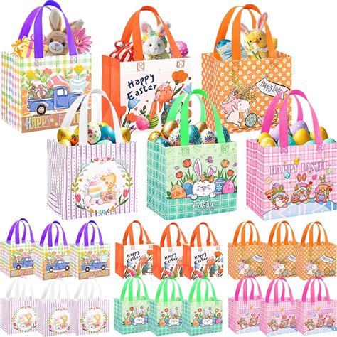 18 Pack Easter Bags with Handle,8.3×7.9×6inch Large Easter Gift Bags ...