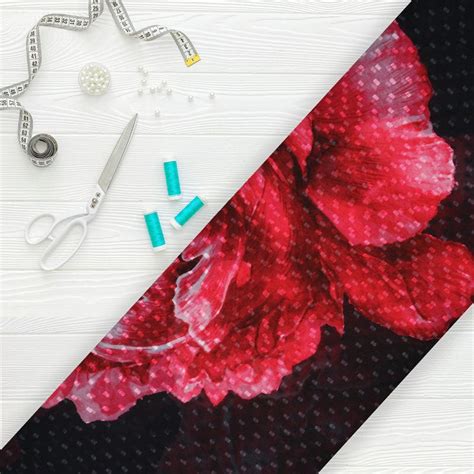 Red And Black Floral Pattern Screen Print Georgette Dobby Fabric (Bulk ...