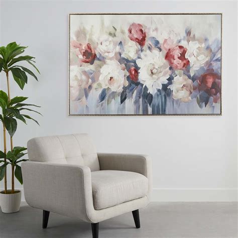 60X40 Blue Watercolor Floral Framed Wall Art