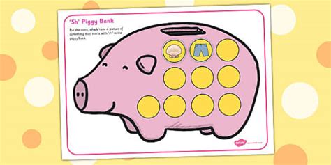 Sh Phonics Piggy Bank Activity (teacher made) - Twinkl