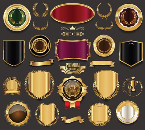 Luxury premium golden badges and labels 329760 Vector Art at Vecteezy