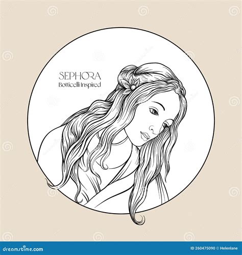 Portrait of a Woman Inspired by a Painting by Renaissance Artist Botticelli. Stock Vector ...