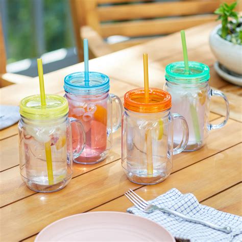 Plastic Mason Jar Tumbler With Handle Clear Mason Jar Tumbler With