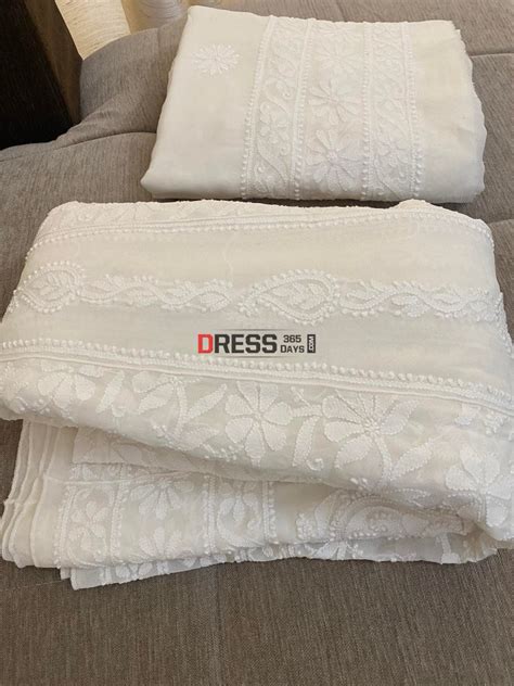 Ivory White Hand Embroidered Chikankari Anarkali – Dress365days