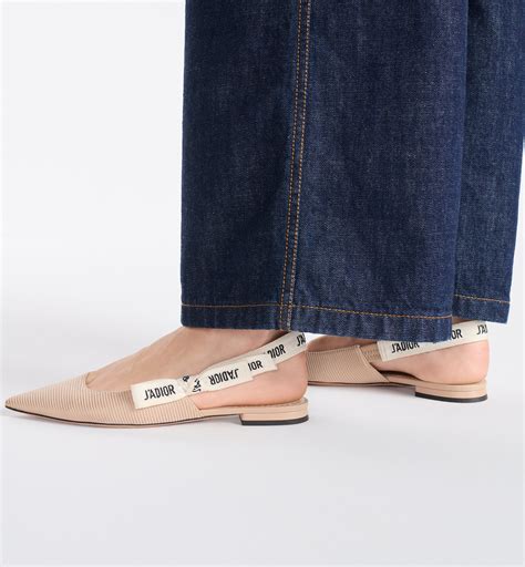 J'Adior Slingback Flat Nude Technical Fabric | DIOR