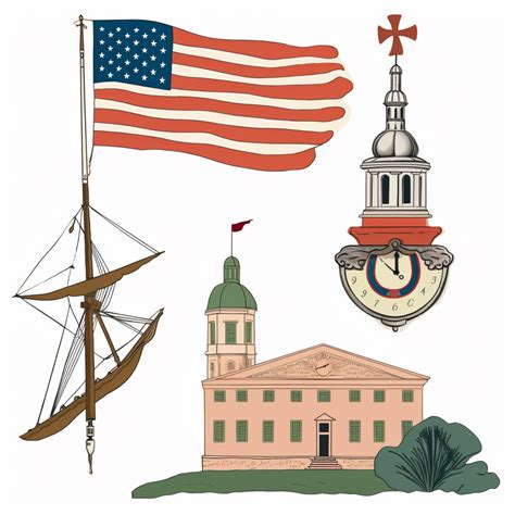 clipart image with iconic symbol, flag, and historic landmark from the ...
