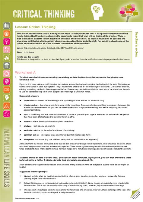 Image result for Critical Thinking Lesson