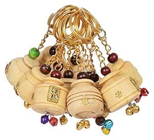 Saudeep India Wooden Hand Carved Keychains (Multicolour) - Set of 12 ...