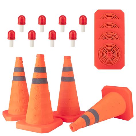 Buy [ 8 Pack ] 18" Traffic Cones Collapsible Traffic Cones with LED ...