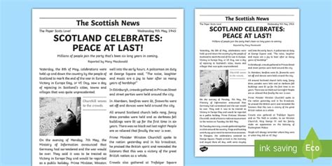 Scotland VE Day Newspaper Report | Second Level Resources