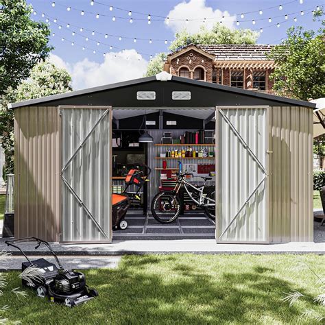 Aoxun Outdoor Metal Storage Shed 10 x 12 ft, Storage India | Ubuy