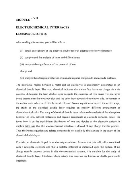 Module – VII Electrochemical Interfaces - MODULE – VII ELECTROCHEMICAL ...