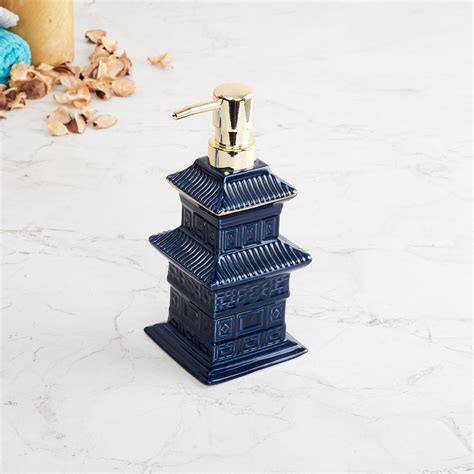 Buy Art Of Asia Pagoda Pride Simone Blue Ceramic Soap Dispenser from ...