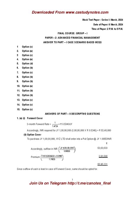CA Final AFM A MTP 1 May 2024 castudynotes com - 1 Mock Test Paper ...