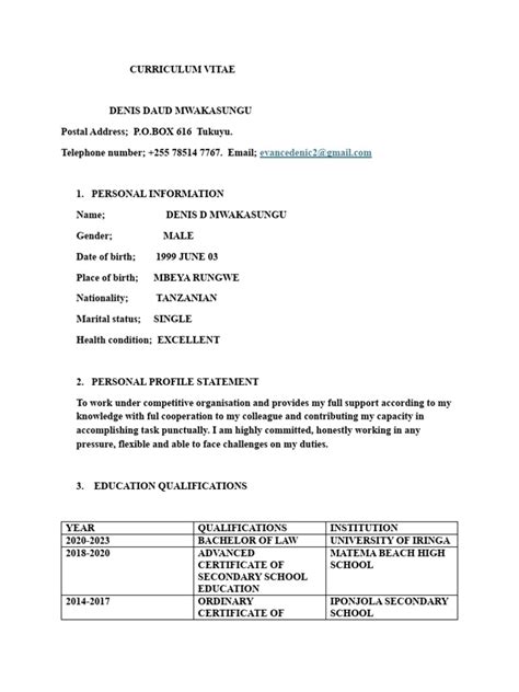 Image result for Complete CV Example