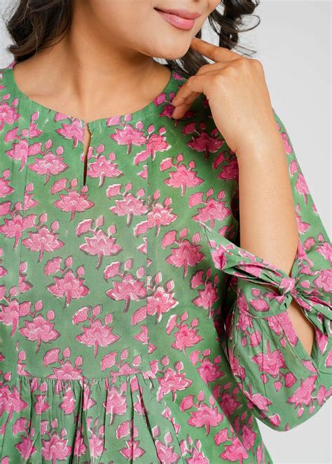 Block Printed Cotton Short Top – Cotton Curio
