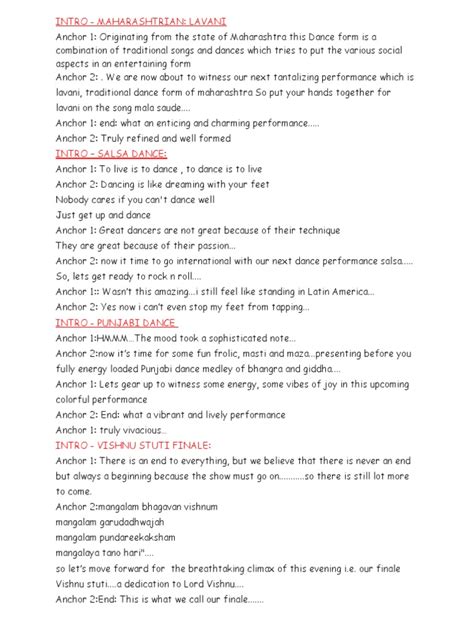 Image result for Anchoring Script for Dance Performance