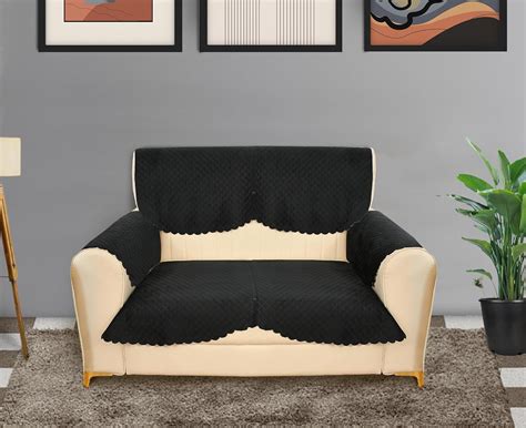 Yellow Weaves 2 Seater Self Design Quilted Sofa Cover with Arm Cover ...