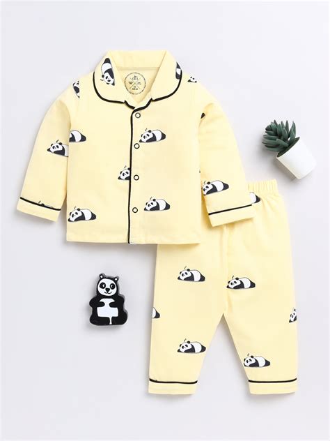 Yellow Sleeping Panda Full Sleeve Night Suit – Clt.s