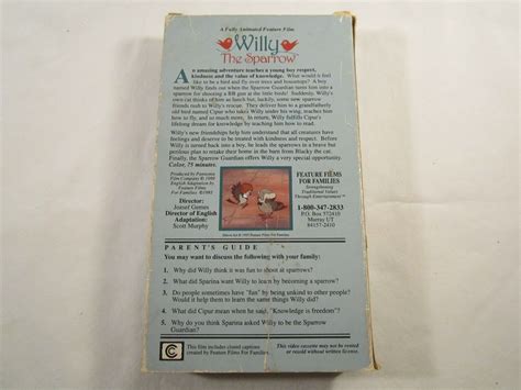 VHS Tape 1993 Feature Films for Families WILLY THE SPARROW [10B4] - VHS ...