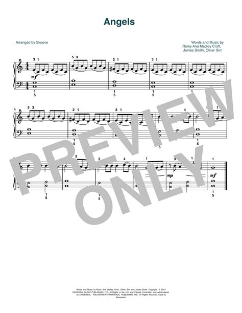 The XX "Angels (arr. Skoove)" Sheet Music PDF Notes, Chords | Download, Free Preview 1372916