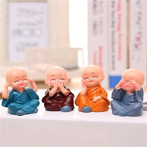 KARARI Baby Monks (Pack of 4 pcs) Little Child Buddha Colourful Monk ...