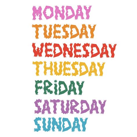Premium Vector | Set of Weekdays lettering Monday Tuesday Wednesday ...