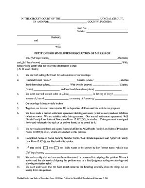 Fillable Online PETITION FOR SIMPLIFIED DISSOLUTION OF MARRIAGE Fax ...