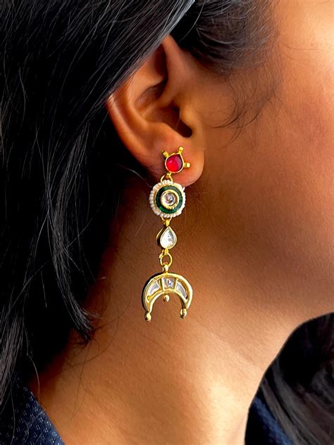 Pachi Kundan Meenakari Earring – Prettiq