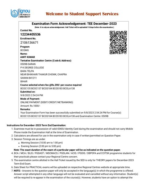 Image result for How to Fill IGNOU Transcript Form